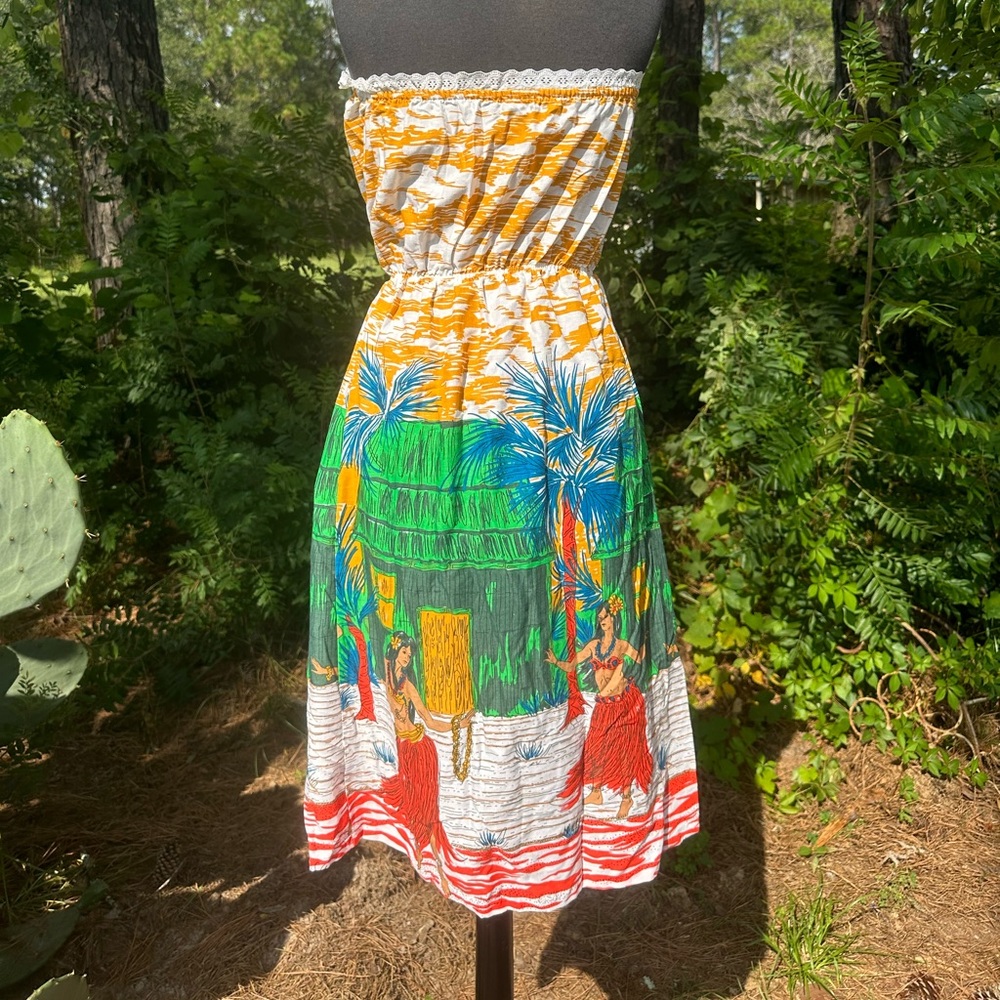 Beach Tropical Vintage Handmade Tiki Hula Girl Hawaiian Small Strapless Cute - Picture 6 of 11